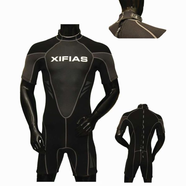 Black Wetsuit MONOSHORTS NEOPRENE 3mm with Back Zipper - SCUB09